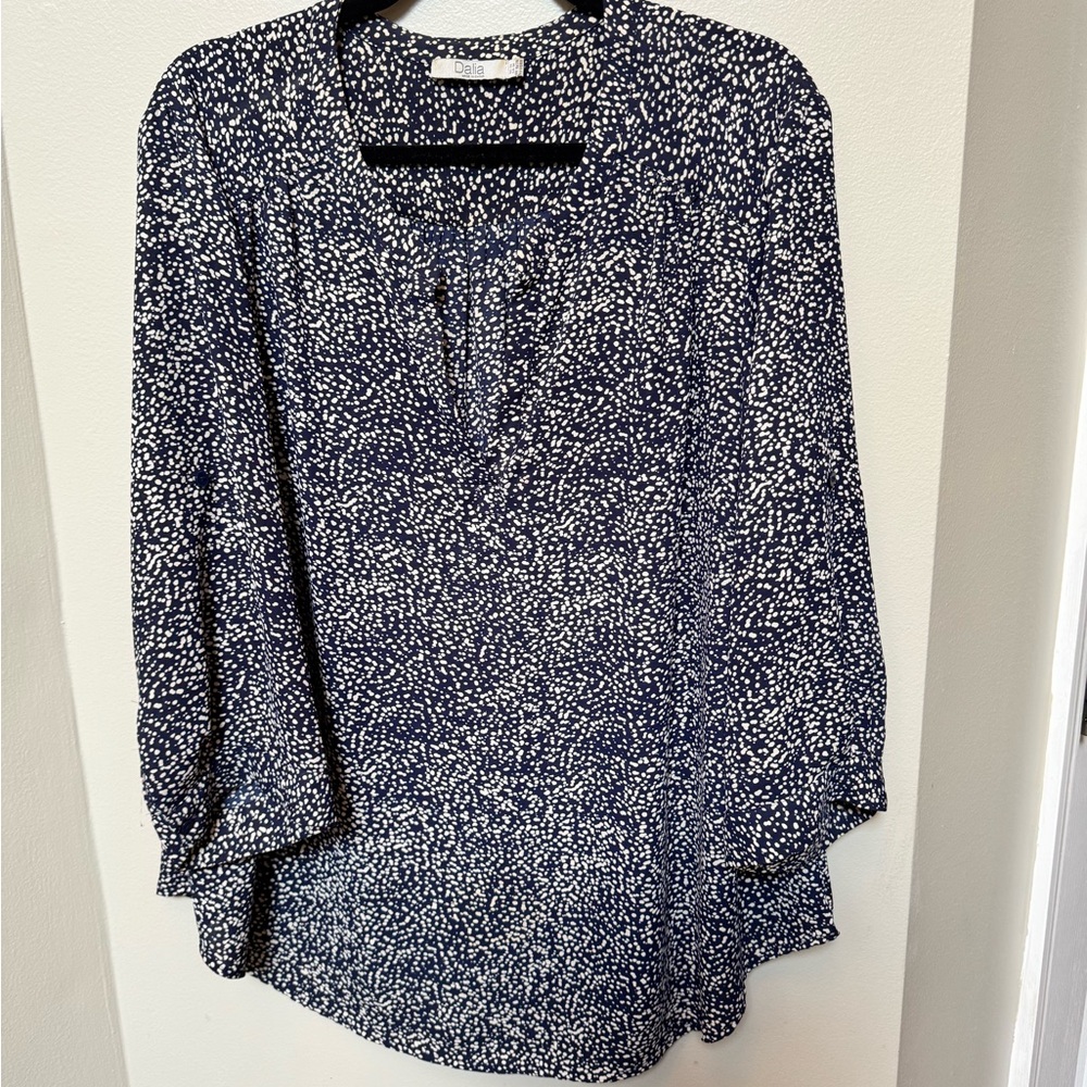 Dalia Navy and White Speckled Blouse